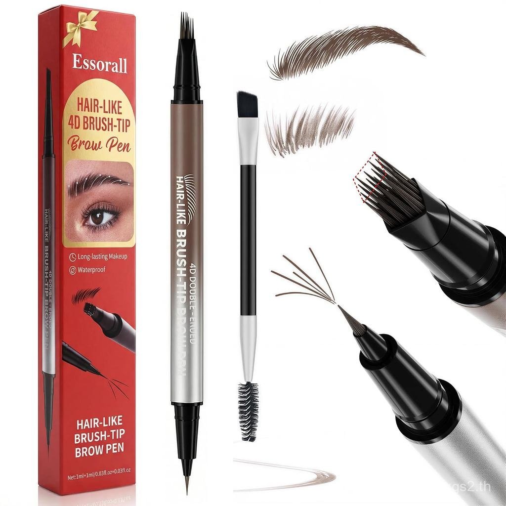 EyebrowPencilforWomen,2-in-1MicrobladingEyebrowPenwith4DSquare&Ultra-FineTips,กันน้ําLong-LastingBro