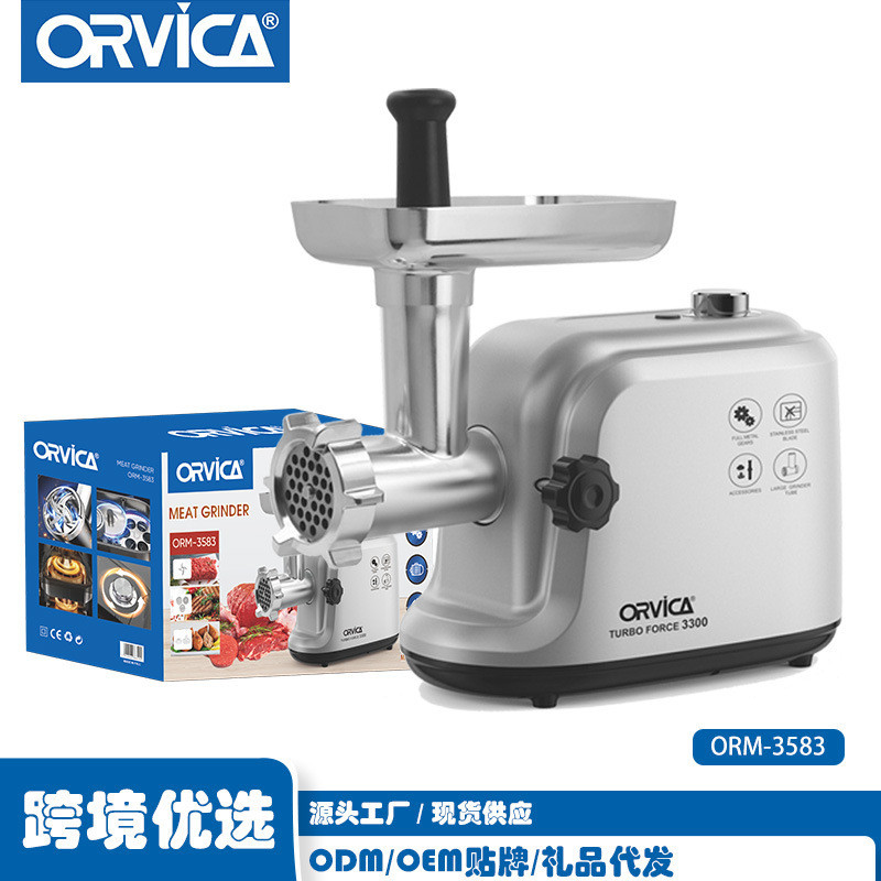 บดเนื้อไฟฟ้าขนาดเล็กสำหรับใช้ในครัวเรือน ORVICA, เครื่องทำไส้กรอก, เครื่องผสมอาหาร, เครื่องเตรียมอาห