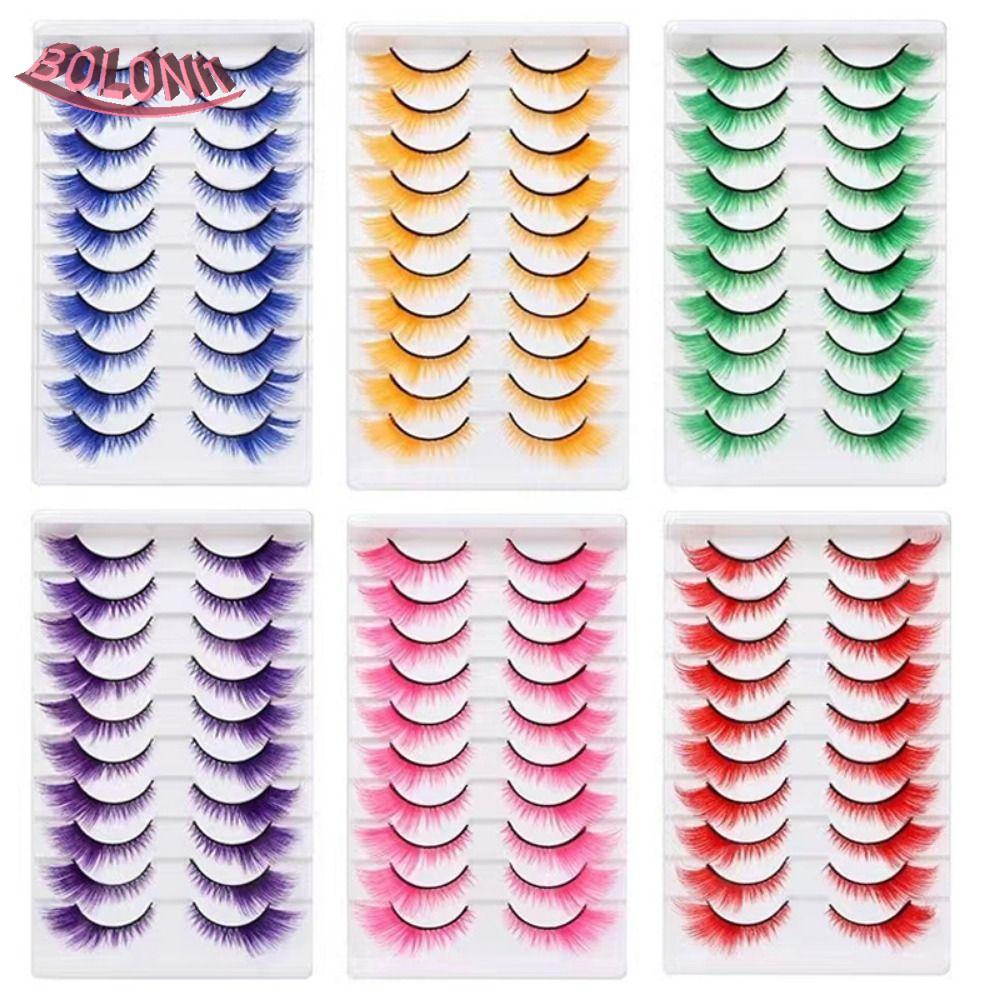 BO สีขนตาปลอม, 10 คู่หนา Fluffy Lashes Cat Eye Eyelashes, ยุโรปสไตล์อเมริกัน Eyelash Extension Reusa