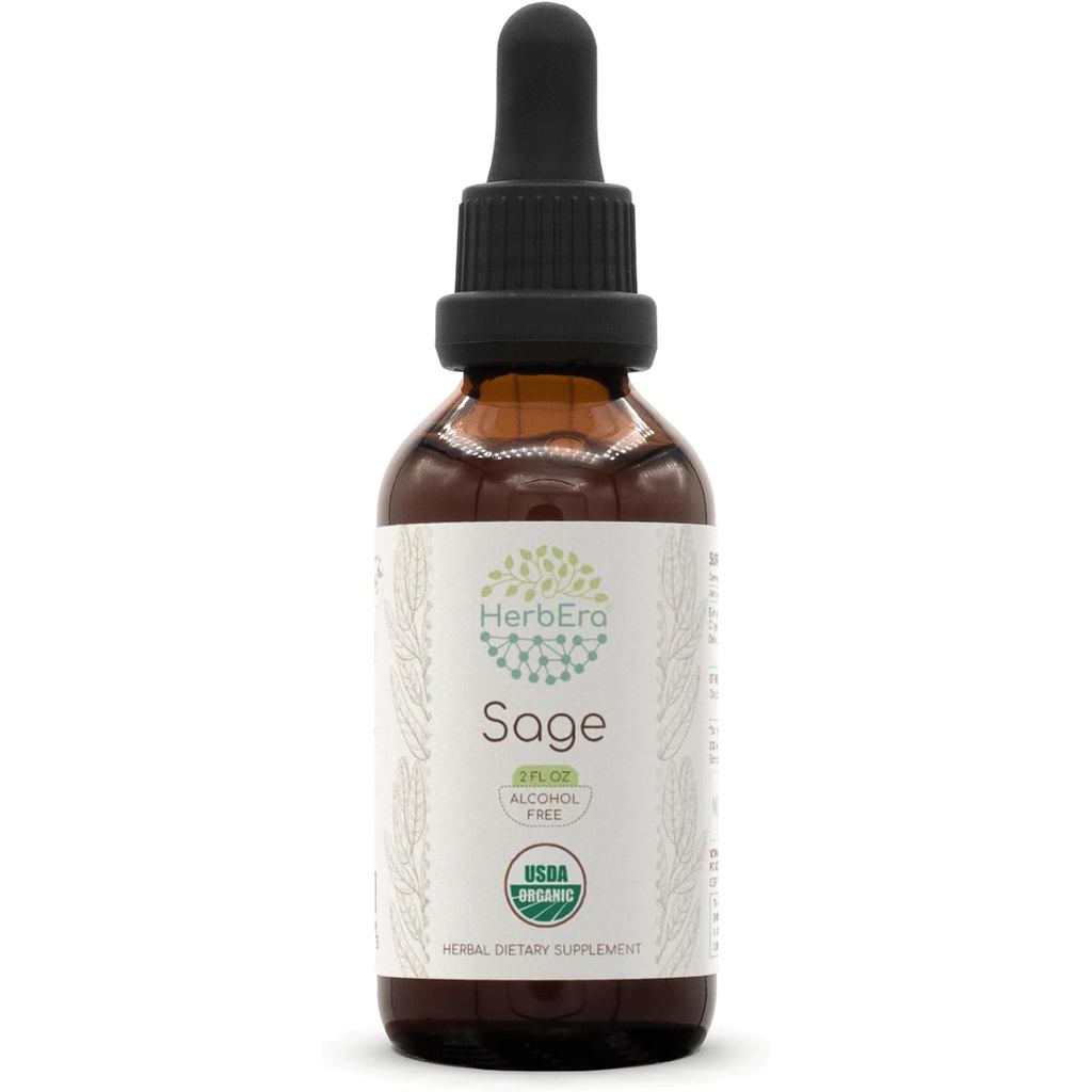Sage B60 ดีบุกสารสกัดจากสมุนไพรปราศจากแอลกอฮอล์, หยดของเหลวเข้มข้น Natural USDA Organic Sage (Salvia