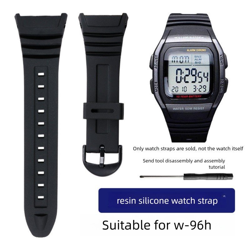 พร้อมสต็อกเรซิ่นยางนาฬิกาวงพิเศษสําหรับ ว-96ชม. โมดูล 3239 นาฬิกาดิจิตอลกันน้ําสวมทนเปลี่ยนชิ้นส่วน