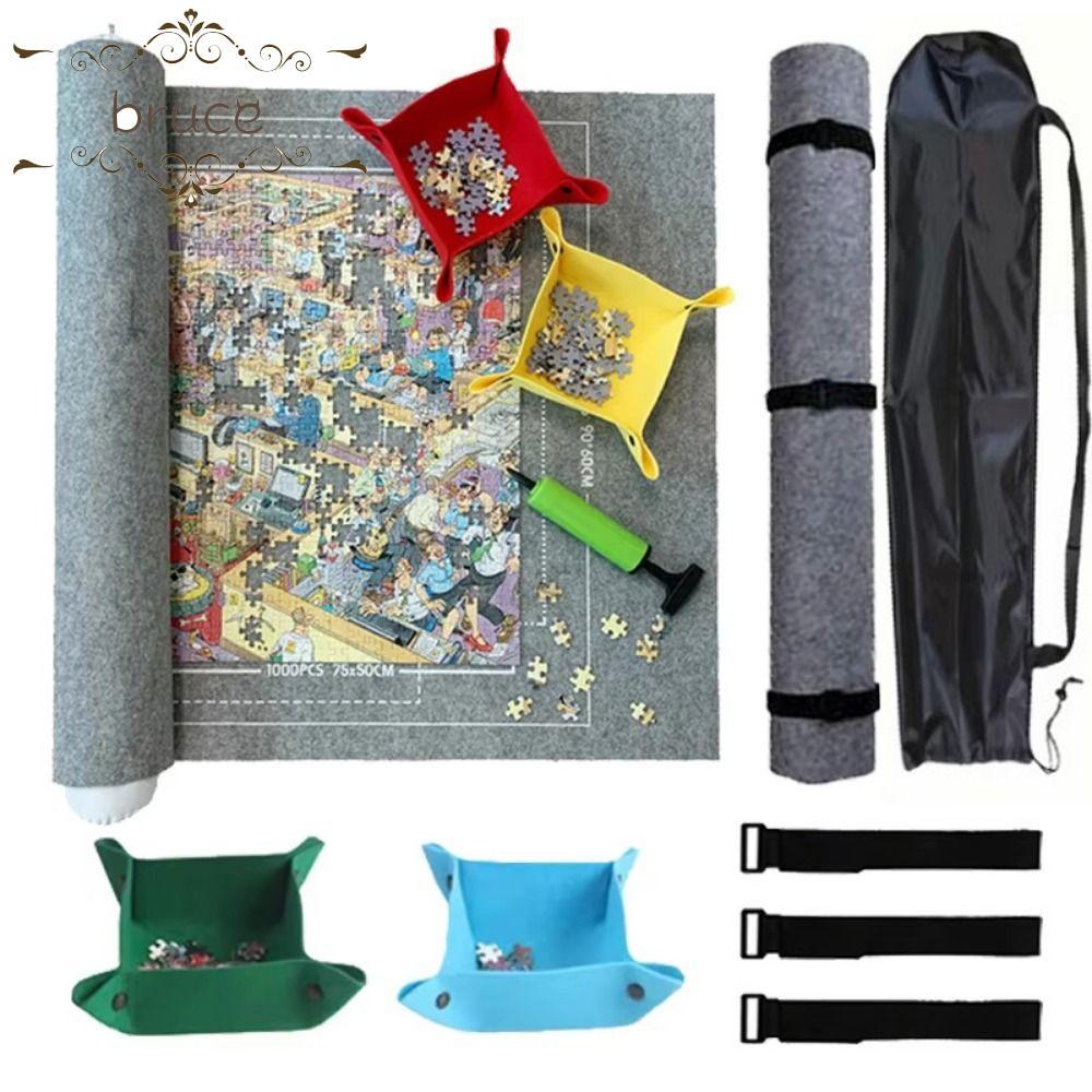 BRUCE Puzzle Saver Pad, Roll Up Non-Slip Jigsaw Puzzle Storage Mat Set,พร้อมแท่งเป่าลม 1500/2000/300