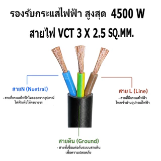 สายไฟ VCT 3X2.5 SQ.MM.มี100เมตร/ม้วน และ 50เมตรให้เลือก สายอ่อนกลมทองแดง เหมาะกับงานเดินสายไฟภายนอก