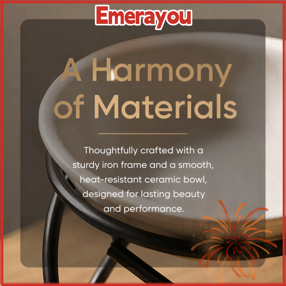 EMERATH Wax Melt Warmer, 3.94x3.86in Fast Heat Conduction Essential Oil Burner,เซรามิคชามรวมสไตล์อุต