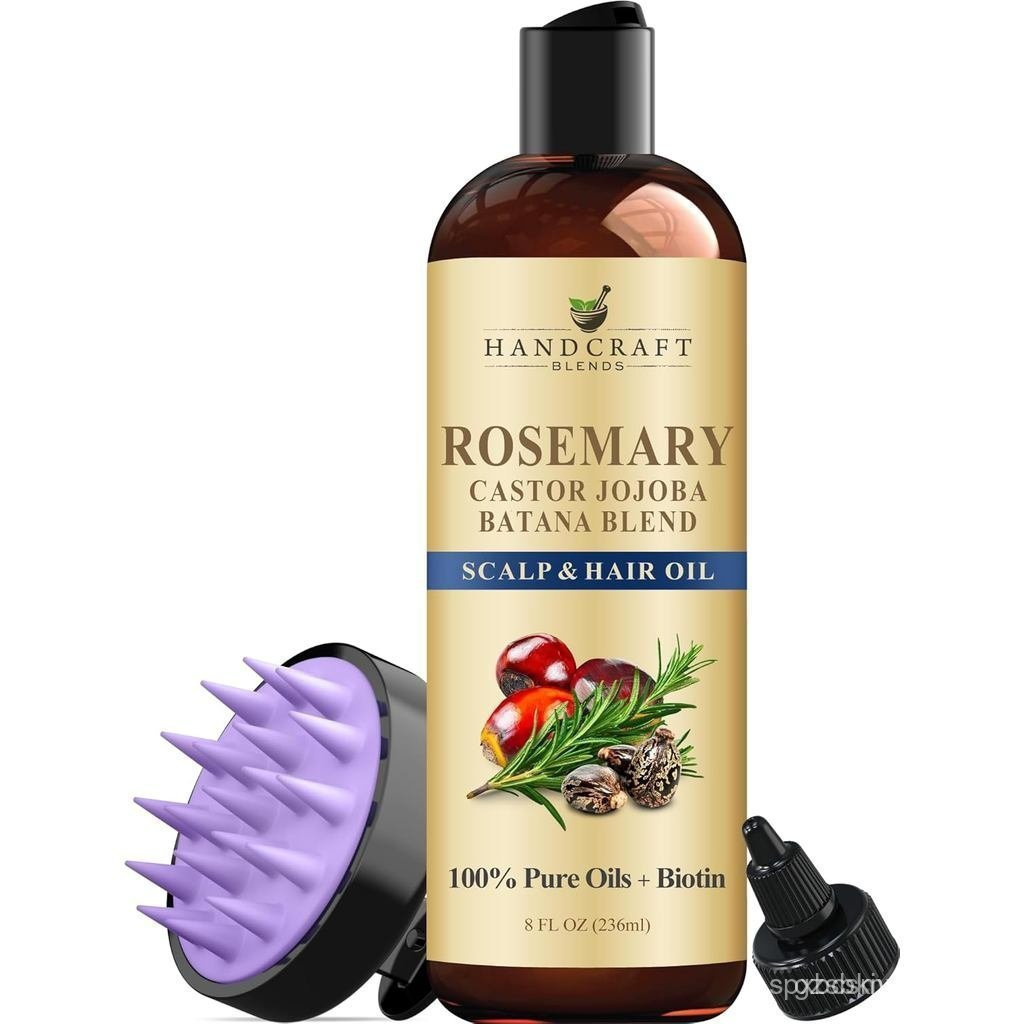 Handcraft Blends Rosemary Oil for Hair Growth with Scalp Scrubber – 8 Fl Oz – Nourishing Hair Oil fo