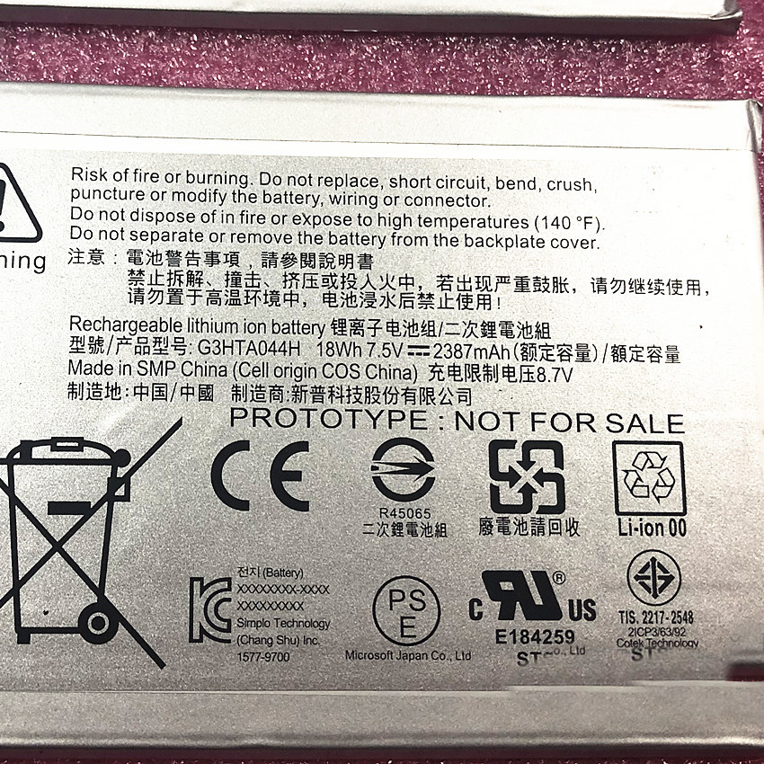 เหมาะสําหรับแบตเตอรี่หน้าจอรุ่น Microsoft Surface BOOK2 G3HTA044H G3HTA045H