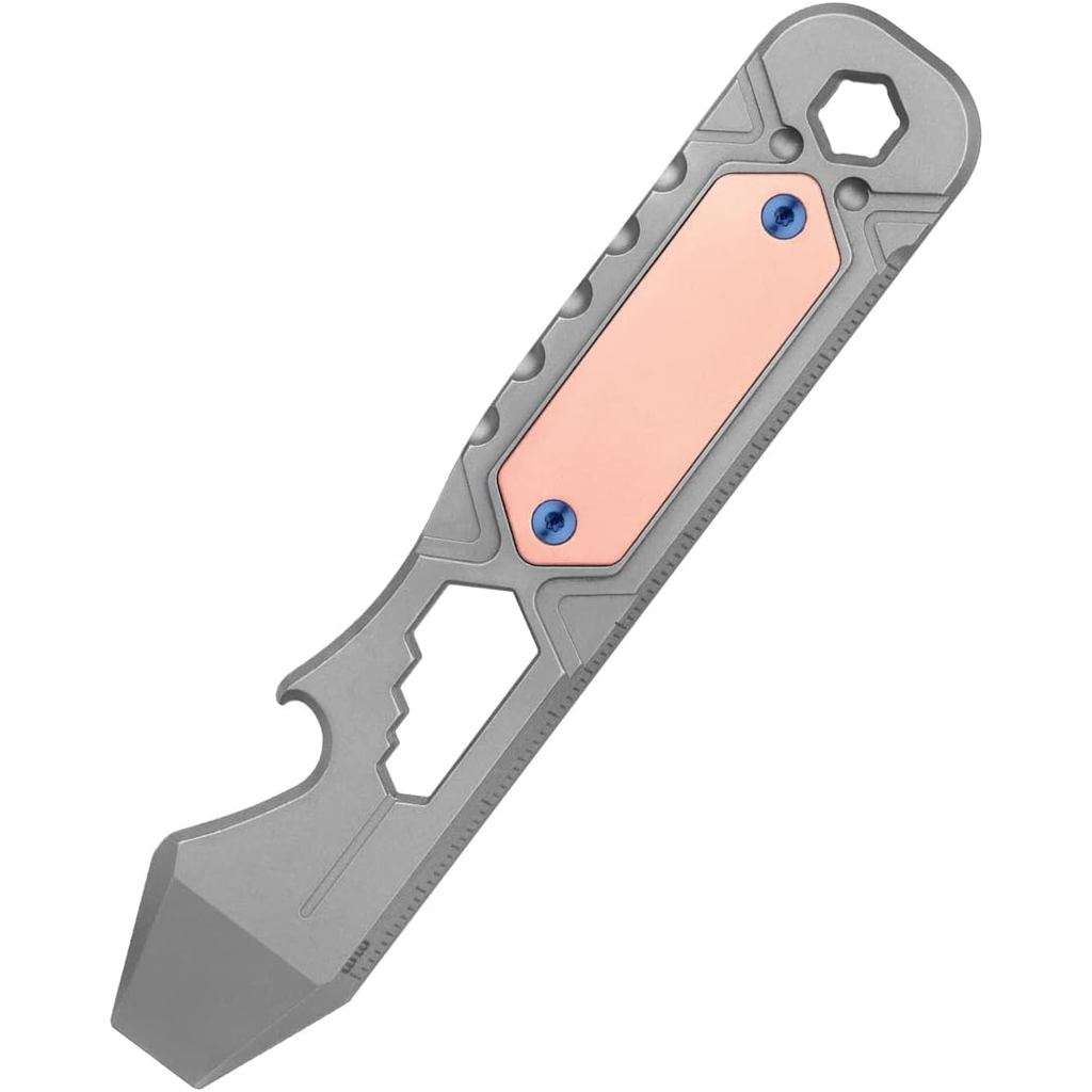 OKNIFE Otacle 2 EDC Ti ที่เปิดขวด, Pry Bar พร้อมไม้บรรทัดเมตริก, ประแจหกเหลี่ยมหลายขนาดและคลิปกระเป๋