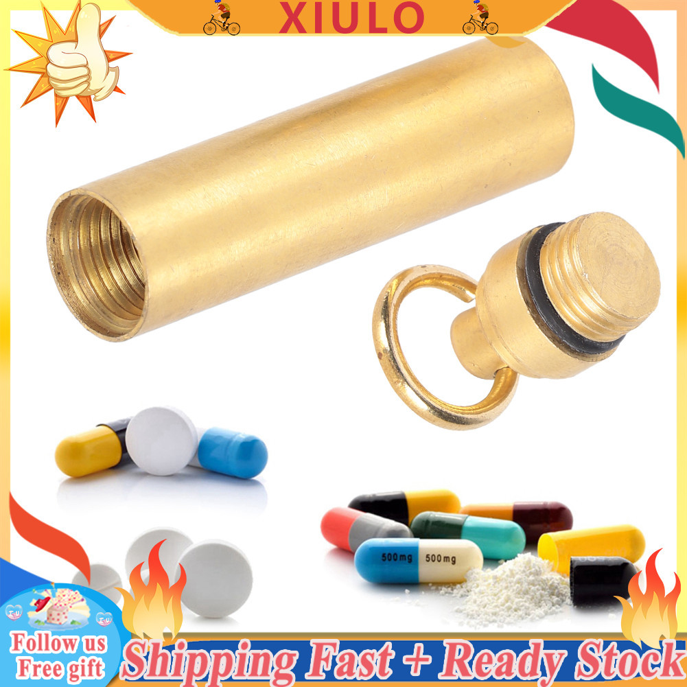 Xiulo Xiulo กลางแจ้งถังกันน้ำทองเหลืองซีลกล่องมินิโลหะโกดังแบบพกพา EDC เครื่องมือ