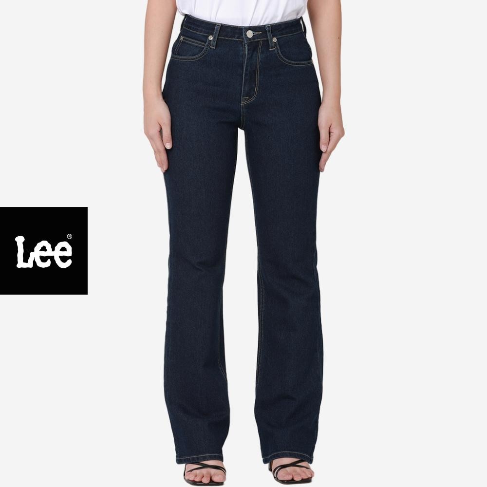 LEE กางเกงยีนส์ผู้หญิง เอวสูง ทรงตรงขาม้า รุ่น LE F125WBOTC06 สียีนส์เข้ม