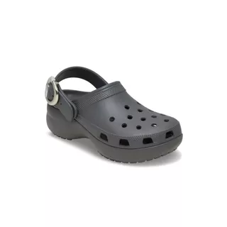 CROCS รองเท้าลำลองผู้หญิง CLASSIC PLATFORM DIPPED BUCKLE CLOG - CARBON