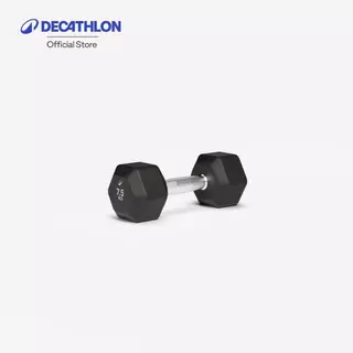 Decathlon Cross /Weight Training Hex Dumbbell ดัมเบลหกเหลี่ยมสำหรับครอสเทรนนิ่ง/เวทเทรนนิ่ง 7.5 กิโลกรัม - Black