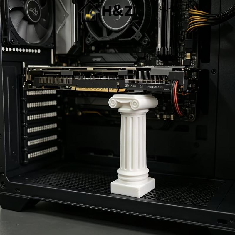 H&Z 3D พิมพ์คอลัมน์โรมัน GPU รองรับขาตั้งปรับความสูง Anti-Drop Holder สําหรับเล่นเกมเดสก์ท็อป PC อัพ