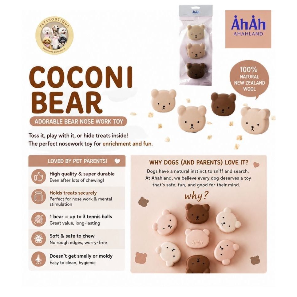 AhahLand Coconi Bear Set 3 BEAR Nosework Toy Silicone
