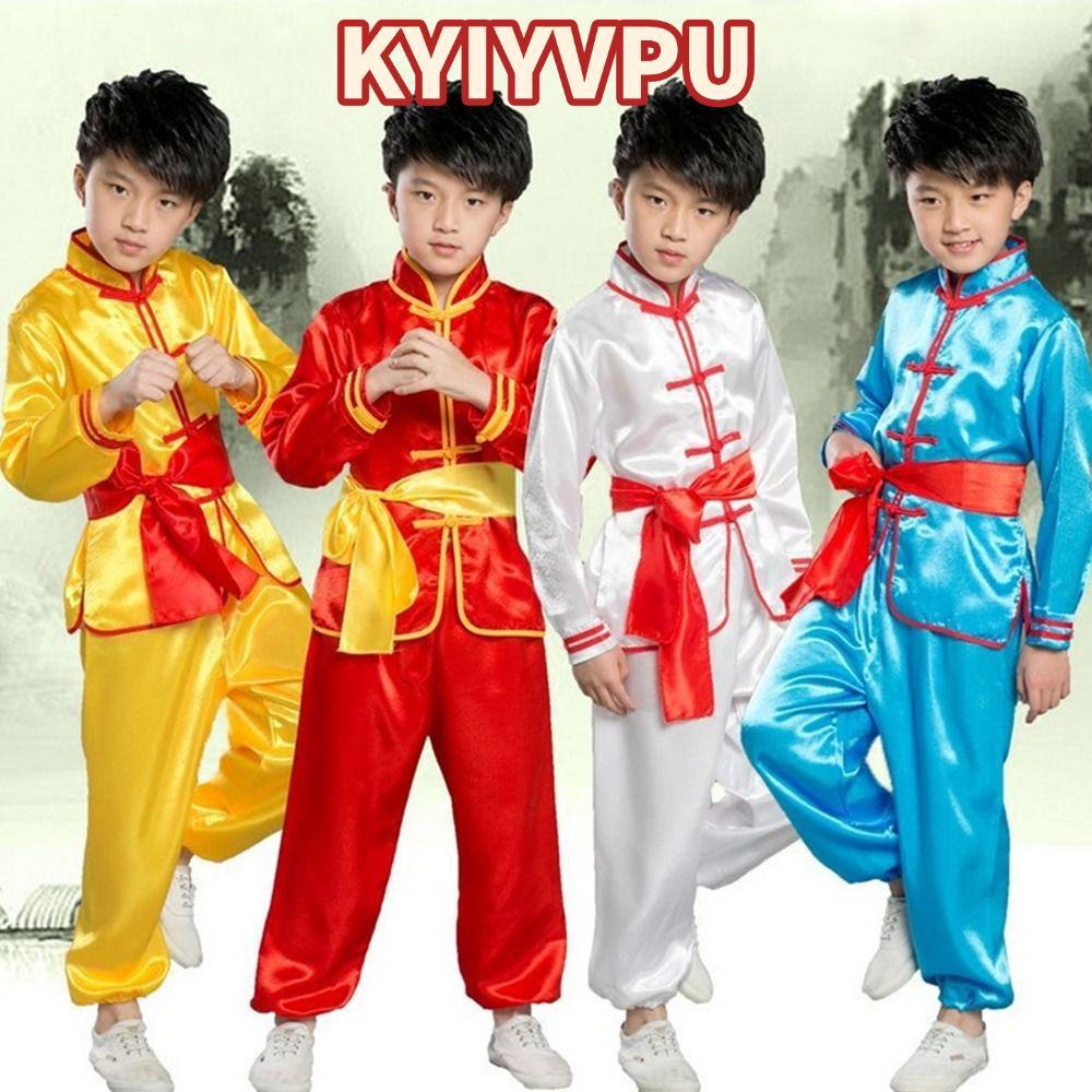 KYIYVPU Wushu เครื่องแต่งกาย, Wushu Performance ชุดกังฟูแบบดั้งเดิม, แฟชั่นพร้อมเข็มขัดแขนยาว Tai Ch