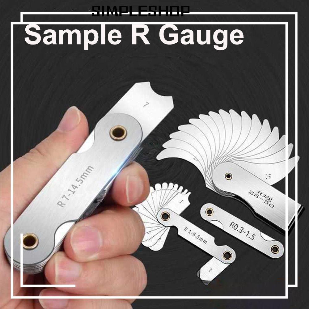SIMPLESHOP 16 ชิ้น/เซ็ต Radius Gauge Radius Fillet Gauge สแตนเลส Arc เครื่องมือวัดตัวอย่าง R Gauge