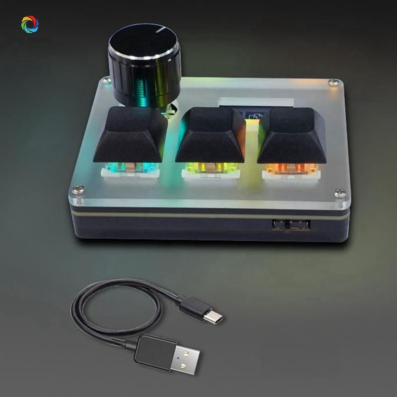 tracy_murray 3-Key คีย์บอร์ดแบบกําหนดเองแบบมีสาย Blue Switch OSU คีย์บอร์ดเกมพร้อมหน้าจอลูกบิด RGB C