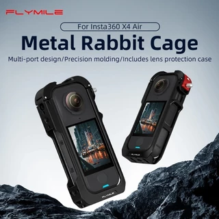 FLYMILE เหมาะสําหรับกล้องพาโนรามา Insta360 X4 Air เคสป้องกันตัวโลหะ, กรอบป้องกันกล้องแอคชั่นและอุปกรณ์เสริมฝาครอบป้องกัน