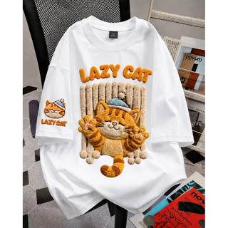COD จัดส่งตลอด 24 ชั่วโมง Fanfei เสื้อยืดคอกลมแขนสั้น ทรงหลวมสไตล์สตรีท พิมพ์ลายการ์ตูนน่ารัก ผ้าฝ้ายแท้ ทันสมัย
