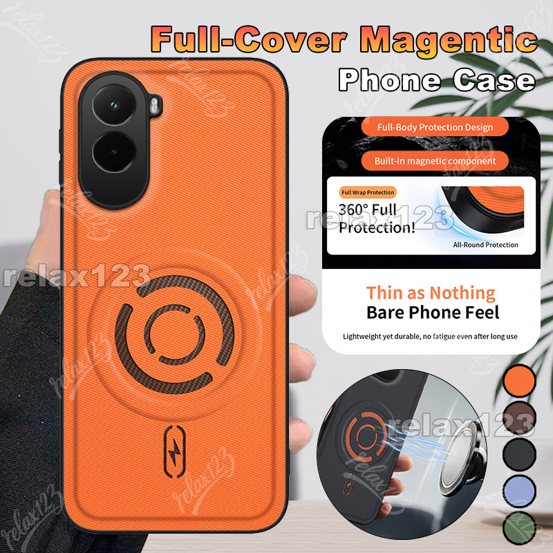 สําหรับ Poco M7 Plus 4Gหรูหราแม่เหล็กFrostedด้านข้างแถบกันลื่นผิวPUหนังสําหรับXiaomi Poco M7 4G Poco