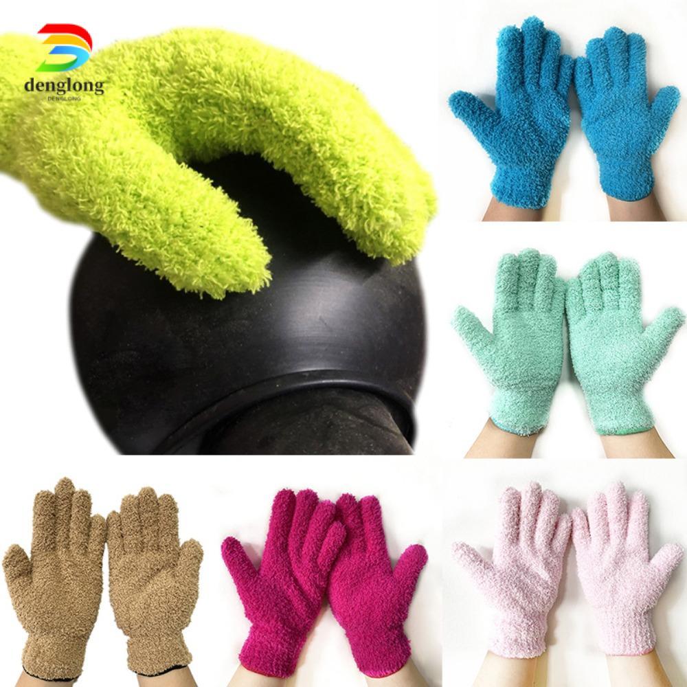 DENGLONG 1 คู่ทําความสะอาดถุงมือ Car Care Five-fingers Absorbent Removal Cleaner