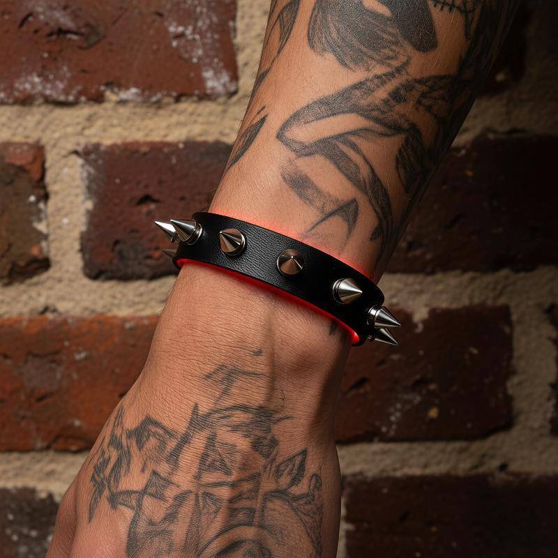 BSBL Punk สไตล์ปรับ Spike สร้อยข้อมือหนัง Faux Snap Fastener หลายสีสําหรับ Ro คอนเสิร์ตคอสเพลย์ 1 ชิ
