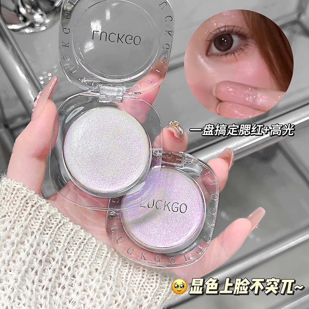 LUCKGO Crystal Clear Magic Blush ครีมเจล Fine กระพริบสีขาว Blush เครื่องสําอางธรรมชาตินักเรียนแต่งหน