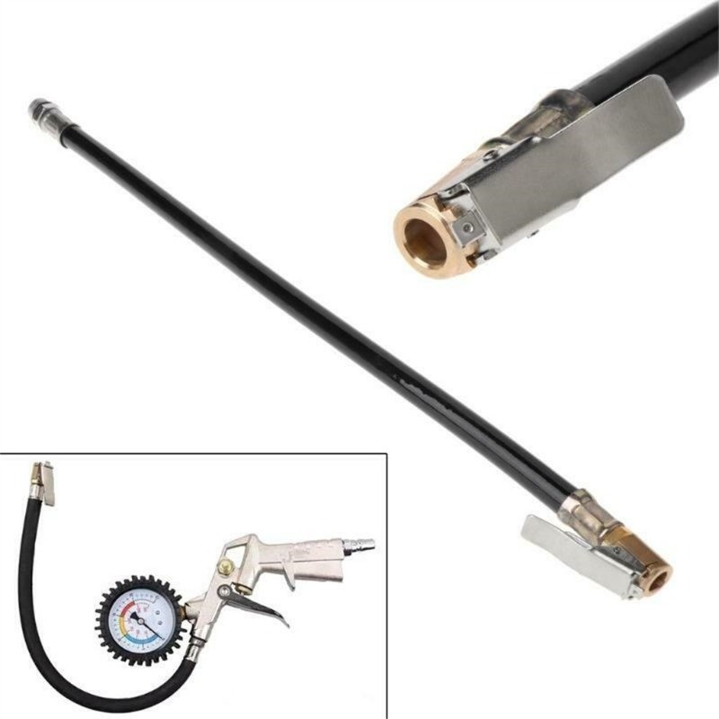 Air Tyre Inflator Pressure Car Auto Tyre Hose Pump Gauge Hose Connector ยืดหยุ่น