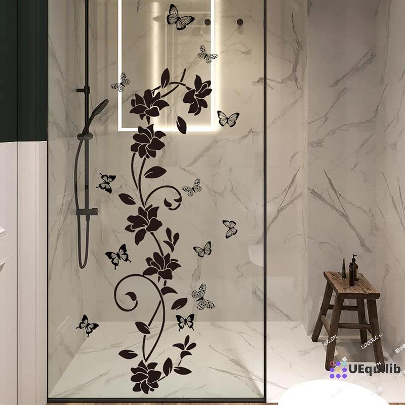 Uequilib ดอกไม้ Iris Vine Mirror Glass Stier ตกแต่งบ้านห้องน้ํา Self-กาว Wall Stier ใหม่