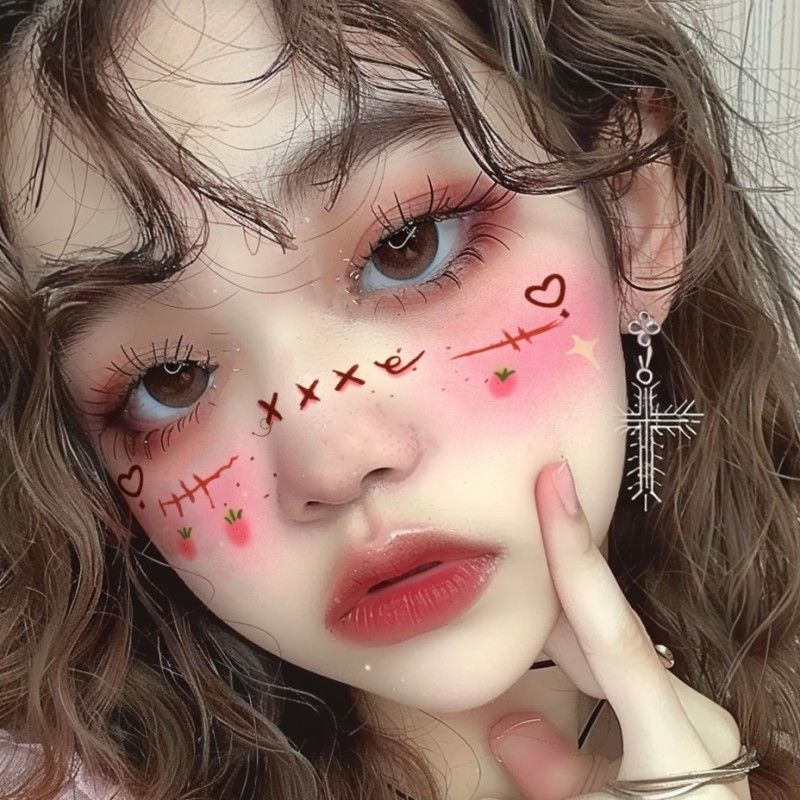 万圣节伤疤贴妆容脸部可爱受伤COS化妆贴纸甜酷辣妹南瓜卡通*Halloween Witch Gothic Dark Makeup Nun Creative Makeup * Children'S Ca