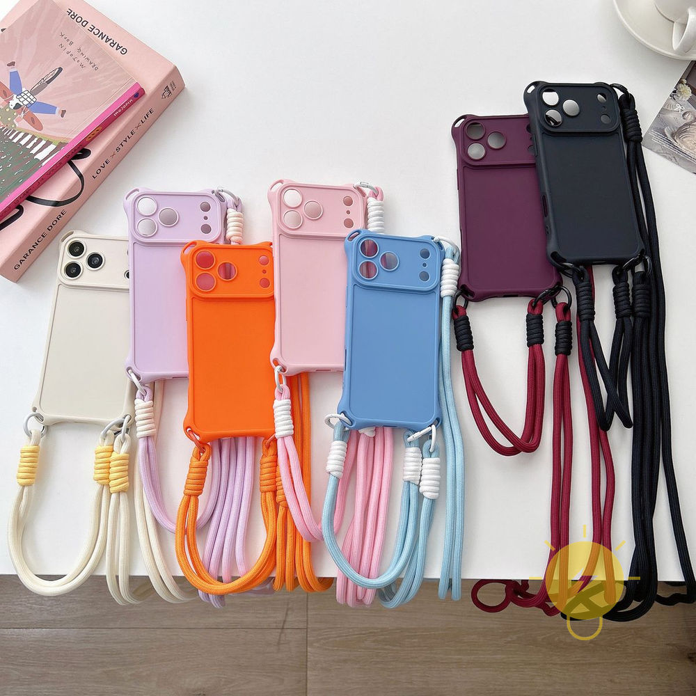 For เคสไอโฟน TPU Shockproof PU Strap Arc เคส Phone Case For iPhone 18 Pro Max 17 16 15 14 13 Cover  
