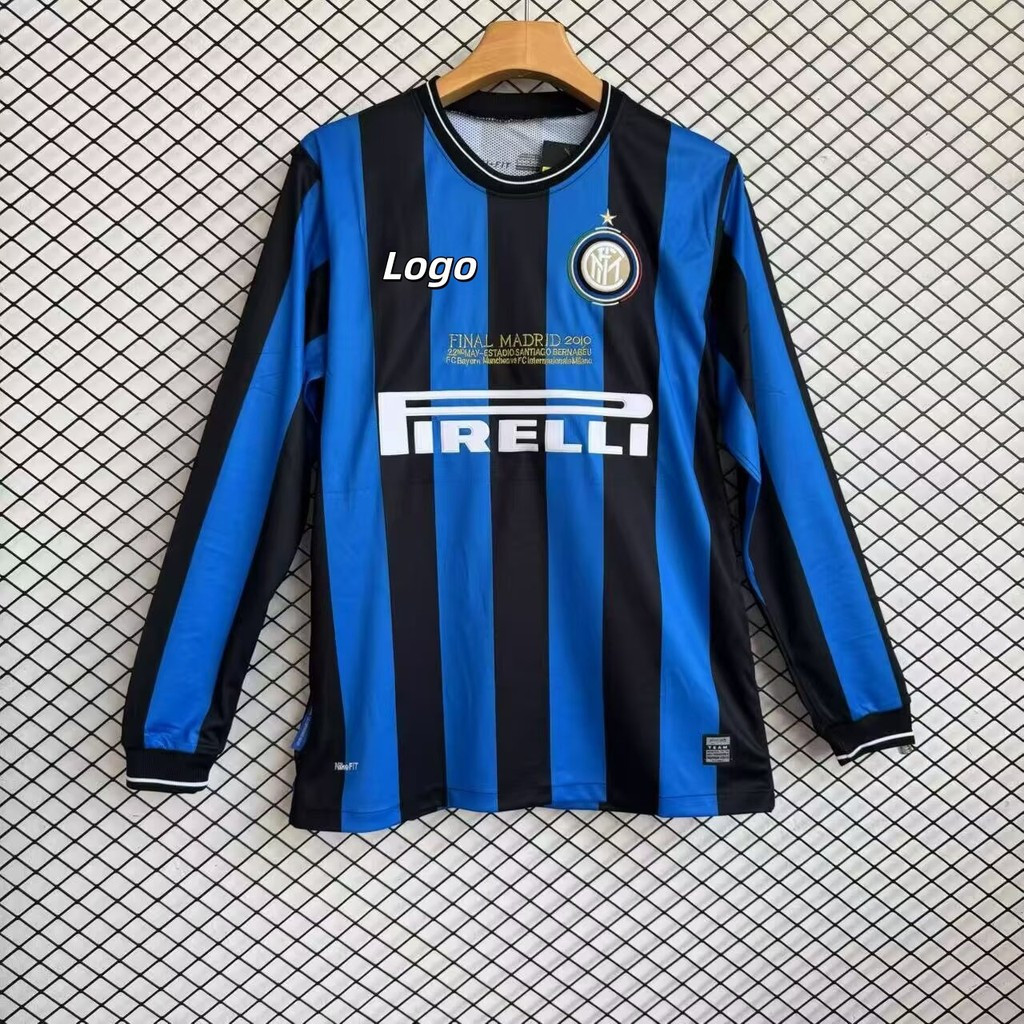 Retro Edition Inter Milan 2009/10 Mens Inter Milan Home Long Sleeve Football Jersey T-Shirt
