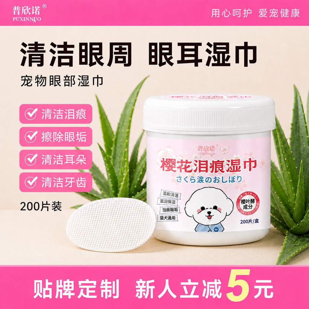 2026 สินค้าใหม่แมวสุนัขทําความสะอาดน้ําตาผ้าเช็ดทําความสะอาดตาหูทําความสะอาดดูแลสัตว์เลี้ยงน้ําตาเช็