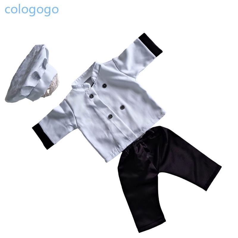 COLO 0-2M เด็ก Photo Props Chef เครื่องแต่งกายหมวก Tops Photo Props ทารกแรกเกิด Photo เสื้อผ้า Photo