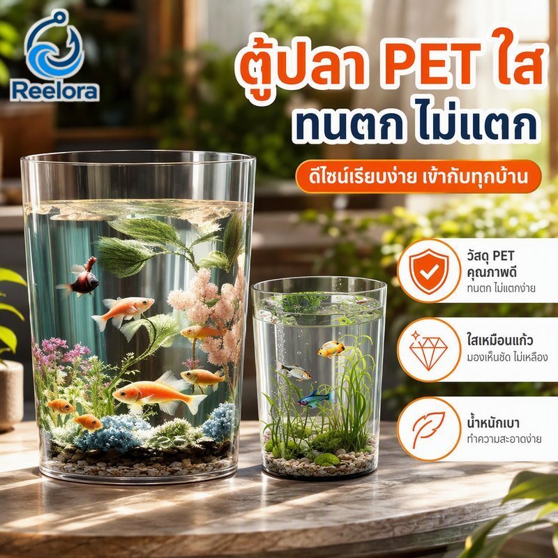 สัตว์เลี้ยงตู้ปลากระบอกใสวางทนไร้รอยต่อน้ําหนักเบาตกแต่งบ้านชามเก็บของ