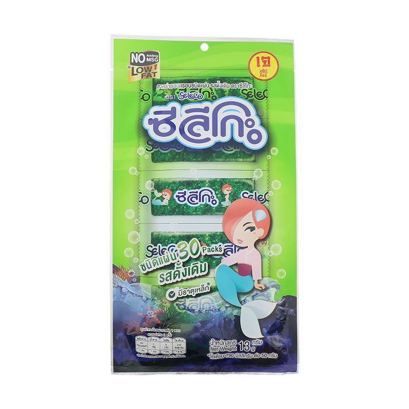 ซีลีโกะสาหร่ายอบกรอบชนิดแผ่นรสดั้งเดิม 13ก Seleco Crispy Seaweed Original Flavour 13g. [หมายเลขบาร์โค้ด 8852116804704]