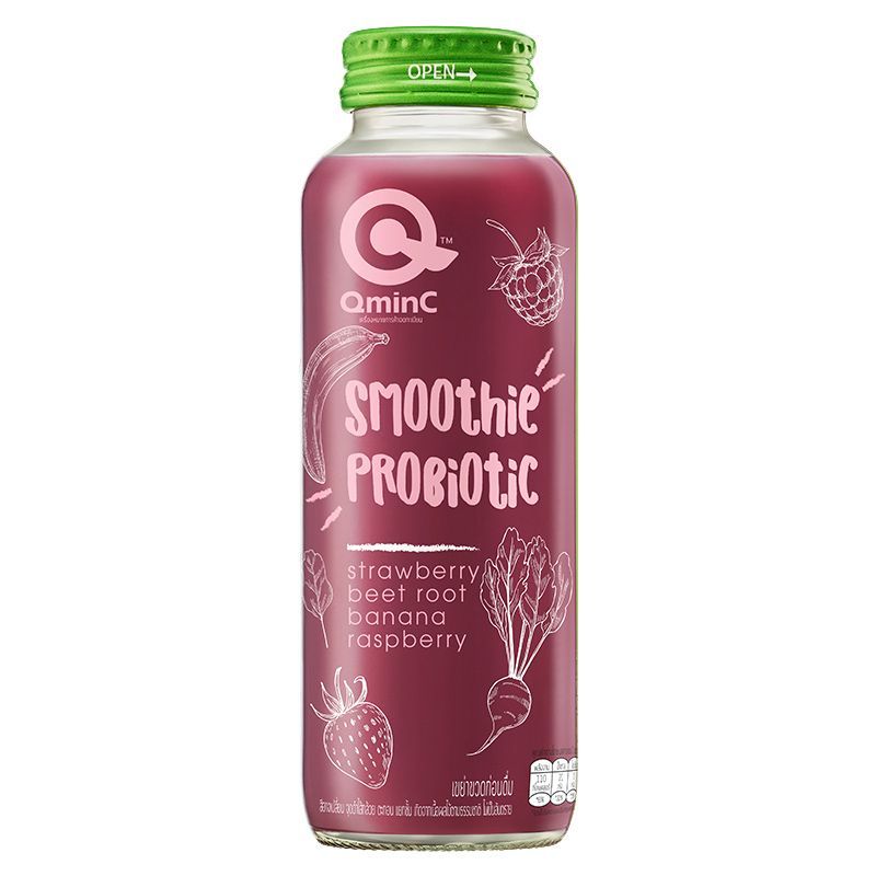 คิวมินซีสมูทตี้ผลไม้รวมบีทรูทและโพรไบโอติค 250มล. QminC Smoothie Beet Root 250ml [หมายเลขบาร์โค้ด 8859577501135]
