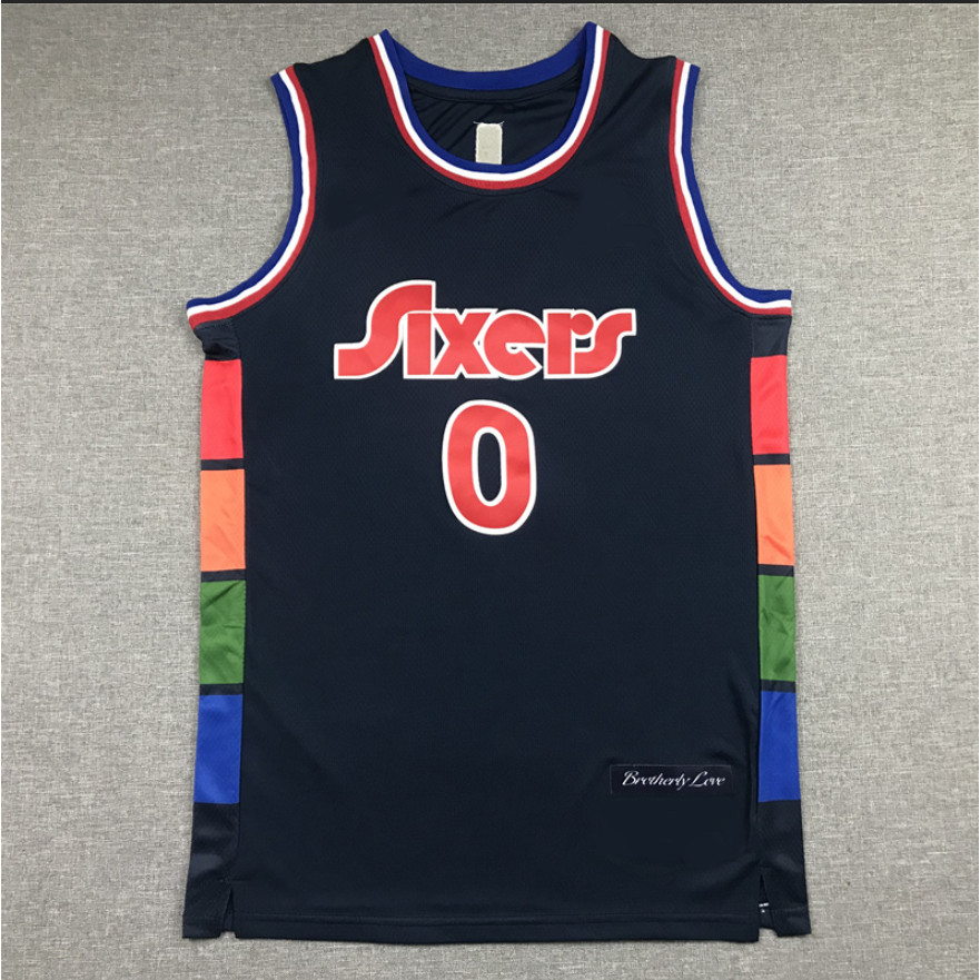 เสื้อบาสเก็ตบอลรุ่นปัก 2027 ซีซั่น 76ers No.0 Maxey Jersey Embiid James Brown Edgecombe Vest