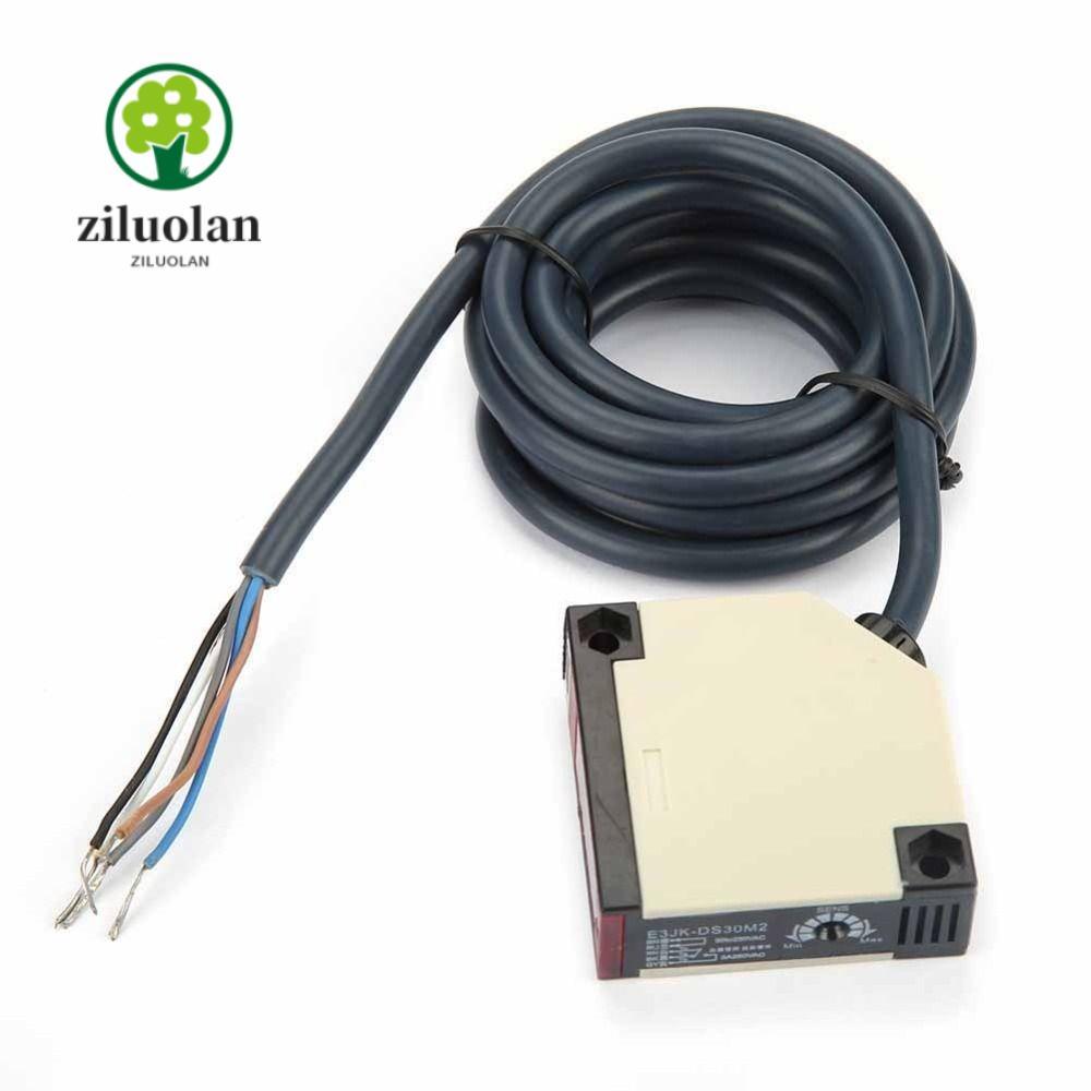 ZILUOLAN โฟโตอิเล็กทริคเซนเซอร์สวิทช์,ปกติปิด 30 ซม.Specular Reflection Sensor, 2 M สาย E3JK-DS30M2 