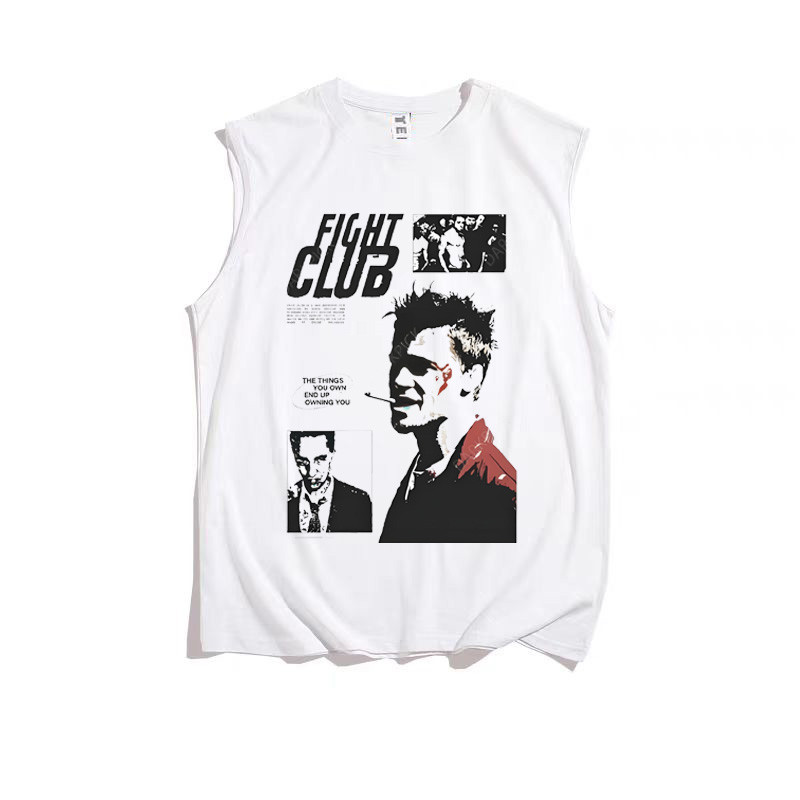 1999 Fight Club Fight Club Movie Brad Pitt American Mens เสื้อยืดแขนกุดเสื้อกั๊ก