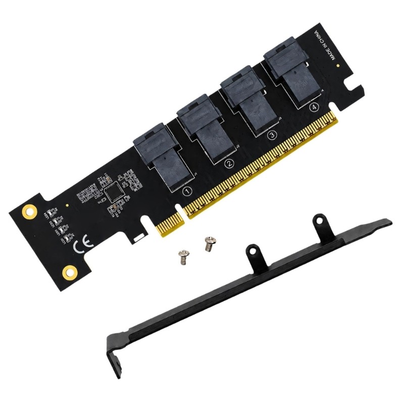 BTM PCIe X16 การ์ดจัดเก็บข้อมูลภายในพร้อม 4x SFF-8643 เส้นสําหรับสล็อตเดสก์ท็อปไดรฟ์การเจริญเติบโต C