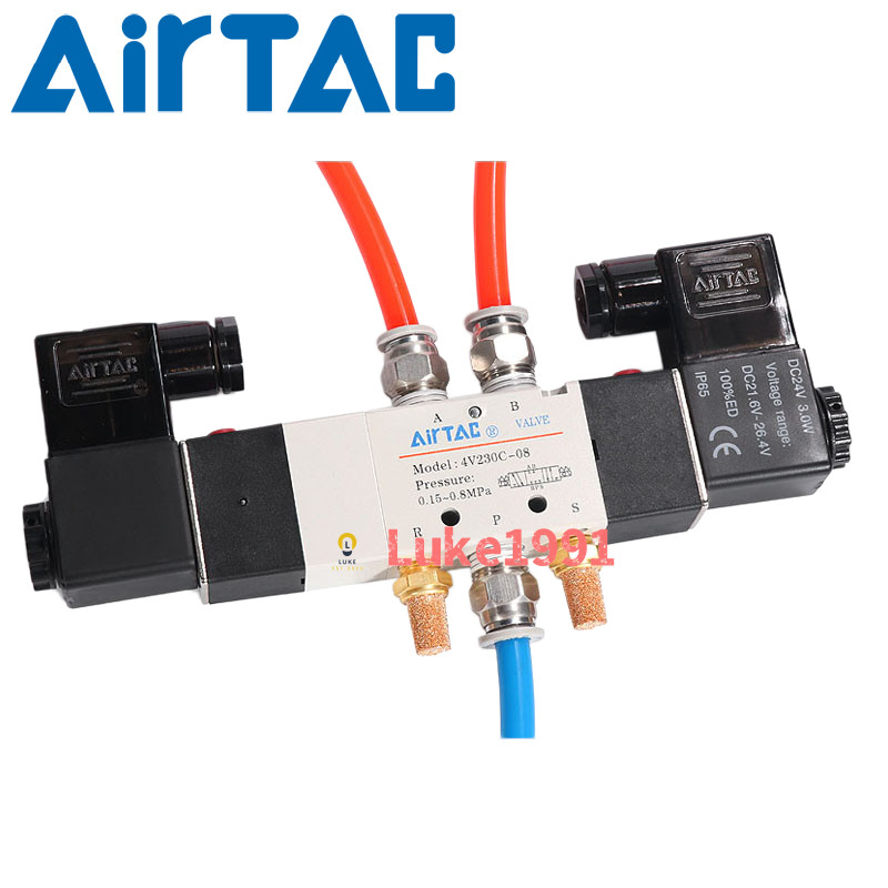 AIRTAC 4V220-08 Three-Position Five-Way Solenoid Valve Dual Electric Control 4V230/130C/330C/430C-08