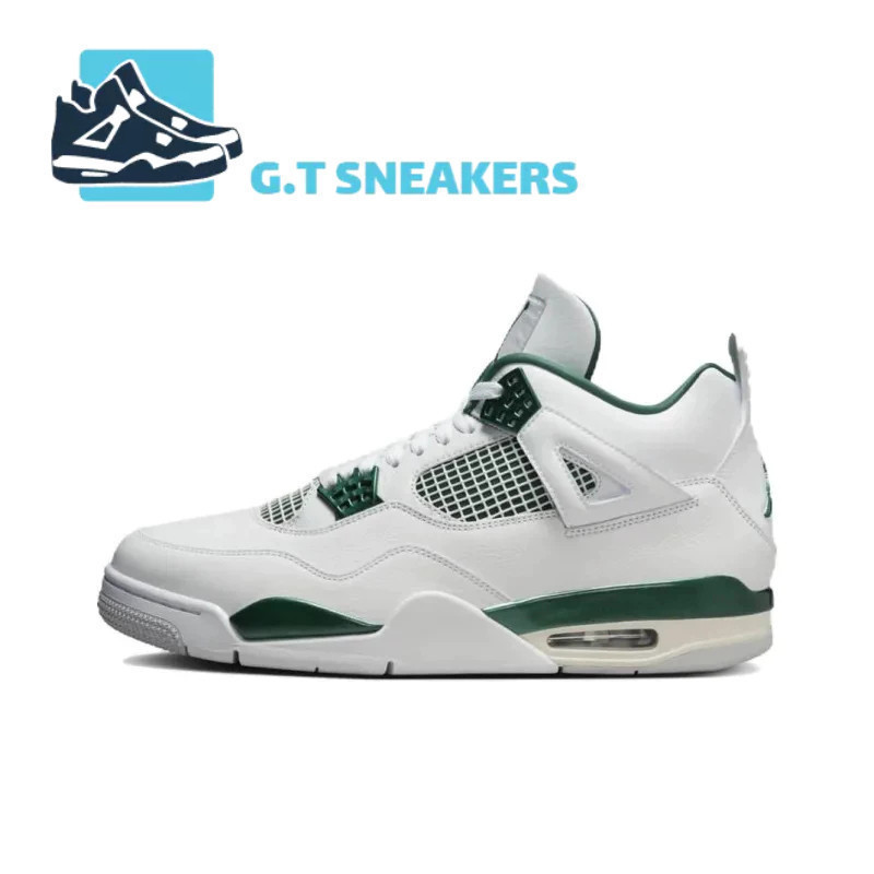 Air Jordan 4 สีขาวสีเขียว Mid-Tube Retro รองเท้าบาสเก็ตบอลกันกระแทกกีฬาผู้ชายผู้หญิงอินเทรนด์รองเท้า