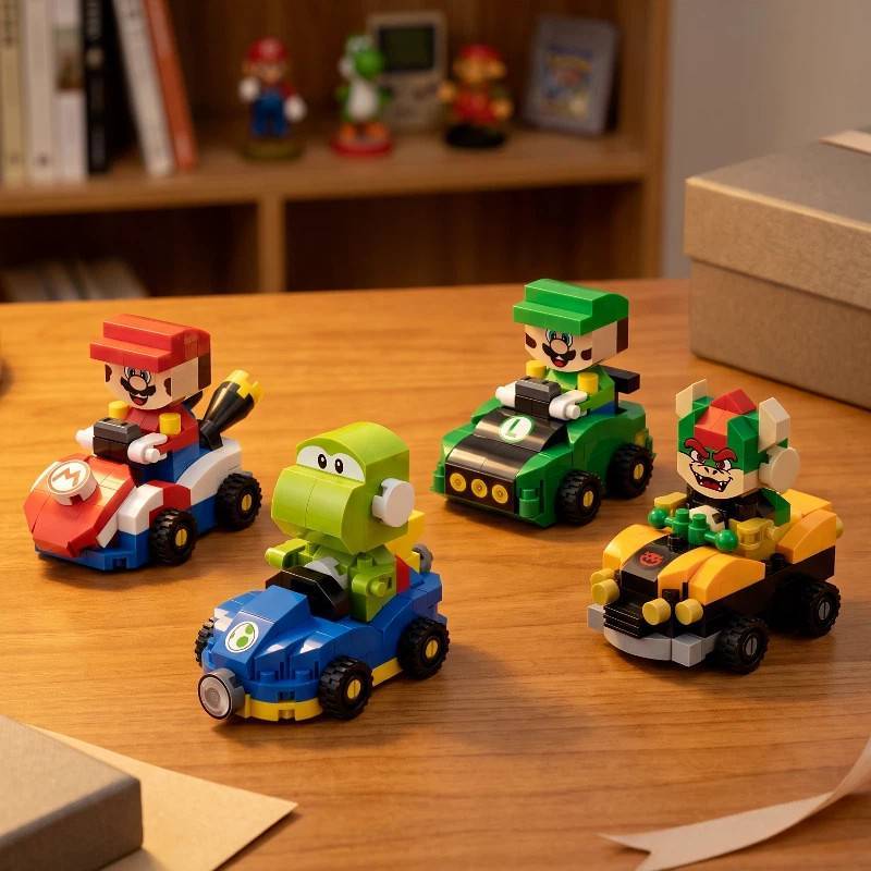Mario Kart Building Blocks Boy Desktop Decoration Assembled Model Toy Gift eu63
