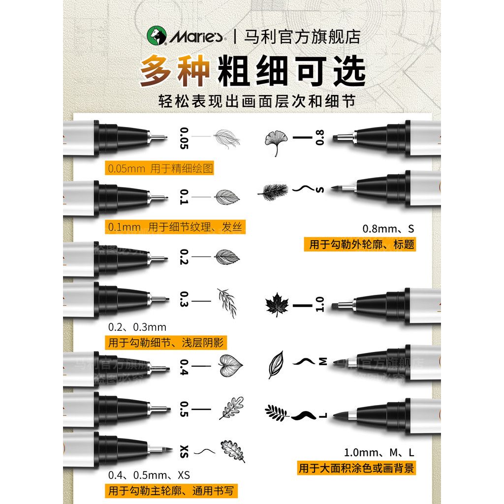 Marley Hook Line Needle Pen Art Dedicated Hand-Painted Architectural Design Drawing Drawing Pen Sket