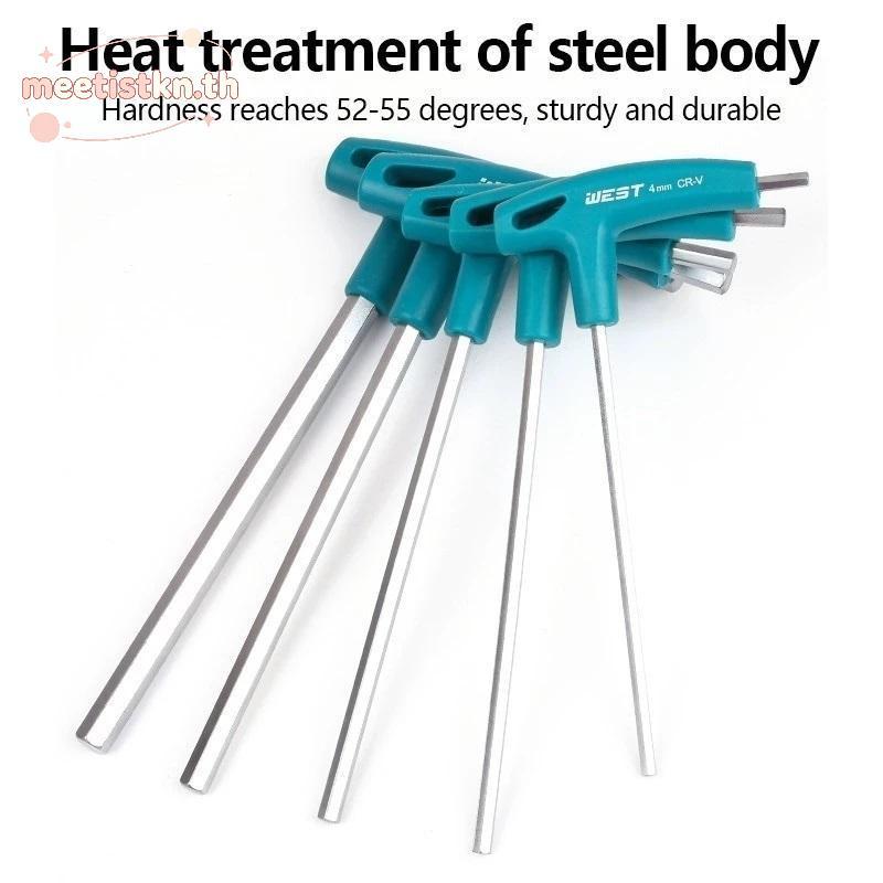 Meetistkn อุตสาหกรรม T-Handle Allen ประแจสกรู 5 ชิ้นชุด 2.5-6 มม.Hex Key ทนต่อการสึกหรอสําหรับซ่อมจั