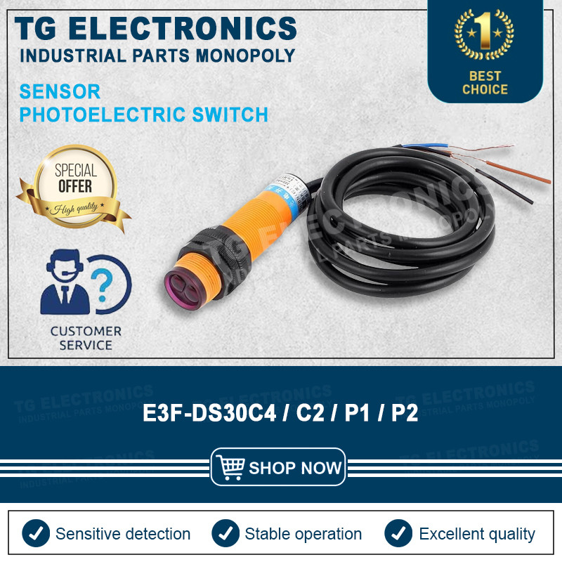 Photoelectric Proximity Switch Sensor 24V สามสาย NPN ปกติเปิด E3F-DS30C4/C2/P1/P2 E3F-DS100C4/C2/P2