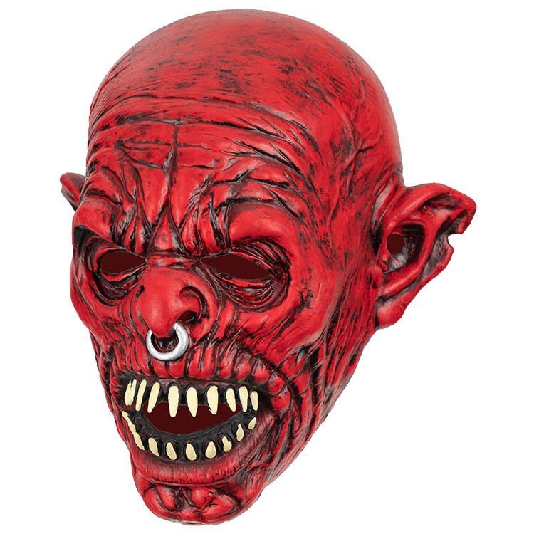 หน้ากากฮาโลวีน Latex Headgear Red Devil Headgear Bar Prom Tricky Game Secret Room Escape