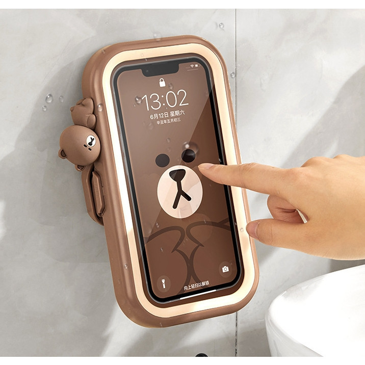 Bathroom Waterproof Mobile Phone Case Lazy Holder Toilet Kitchen Rotatable Mobile Phone Holder Wall 