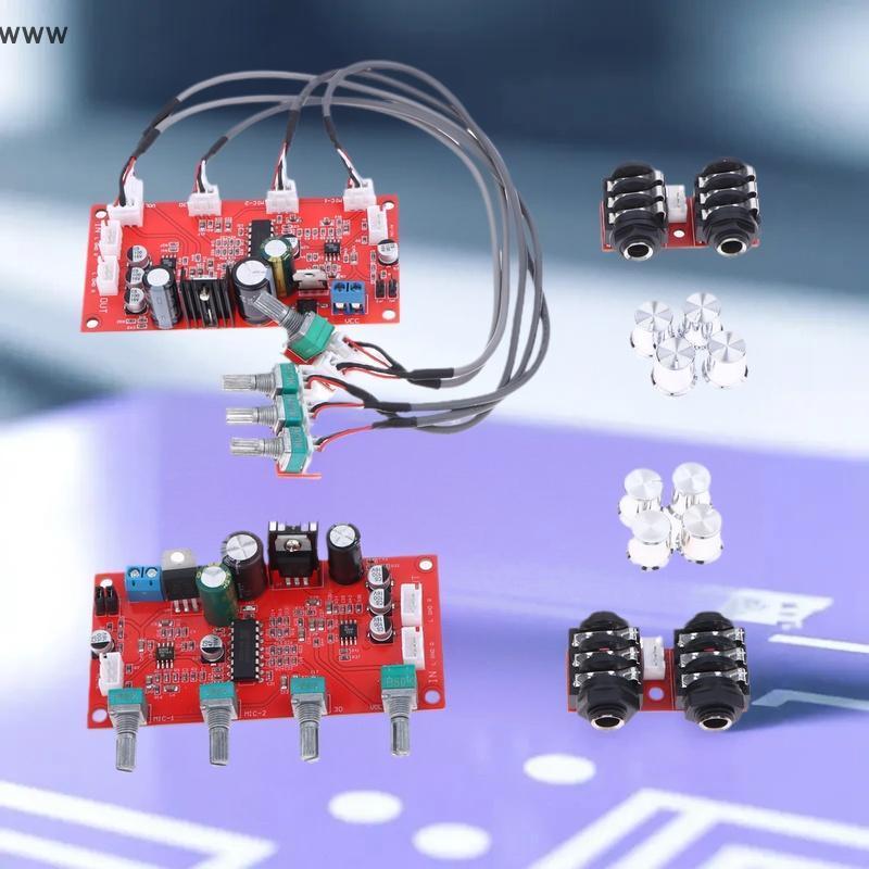บอร์ดคาราโอเกะ6V-15V DC 7-24 PT2399เวิร์บบอร์ดไมโครโฟนดิจิตอลชุดโมดูลบอร์ดพร้อมแผงวงจรเสียง Op แอมป์