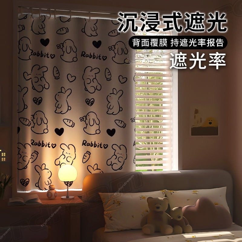 No-Drill 1Pc Cartoon Cute Curtain, Blackout Curtain, Door Curtain - Easy Installation, for Bedroom D